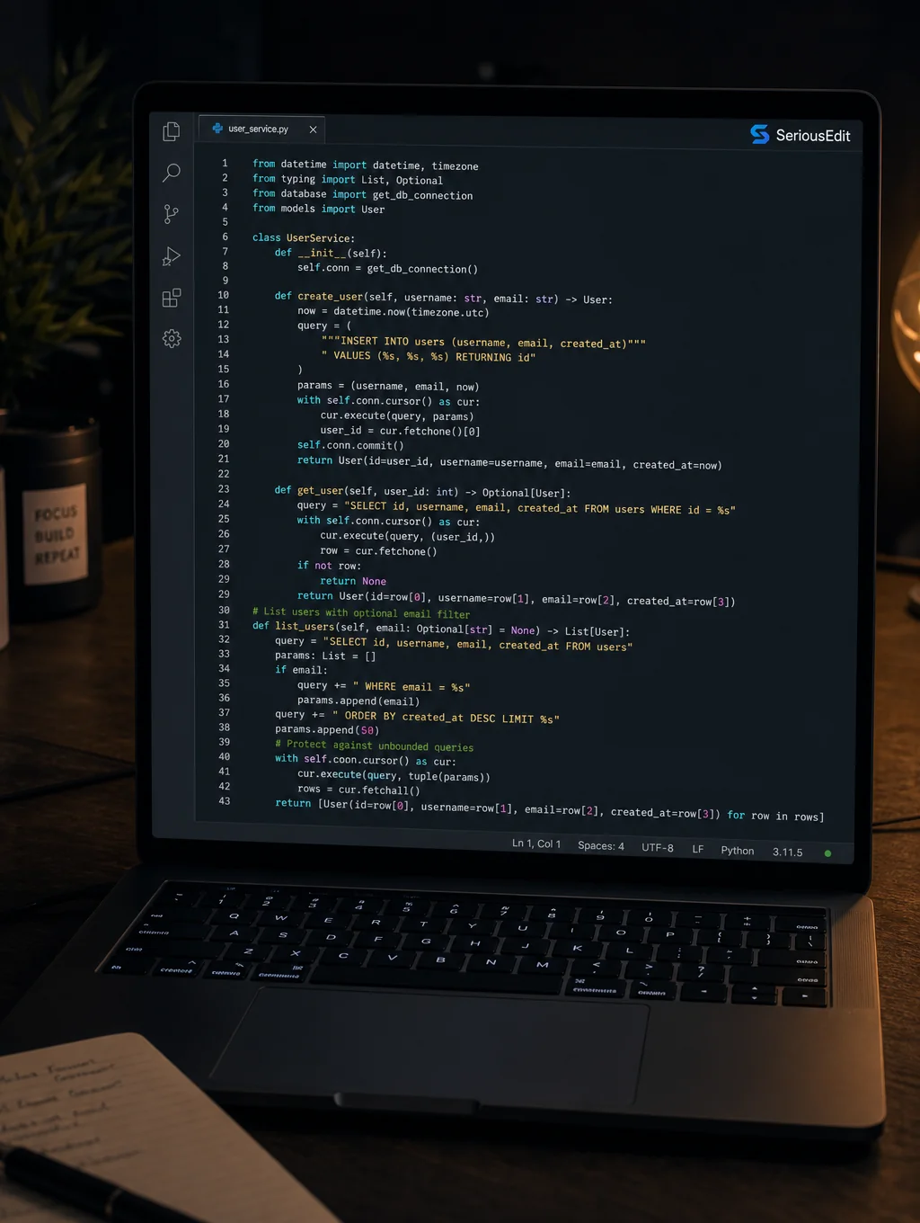 Clean code editor interface with syntax highlighting